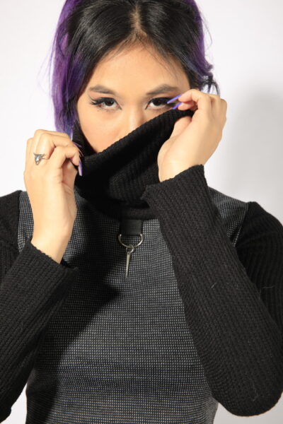 SHADOW KNITTED TOP (BLACK&WHITE)