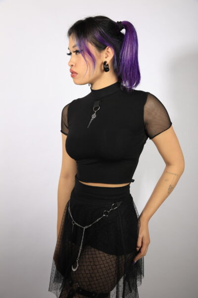 NESTA CROP TOP (BLACK&MESH)
