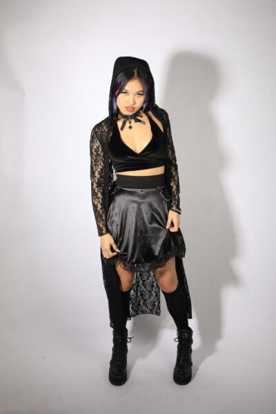 OMEN HOODED CARDIGAN (LACE)