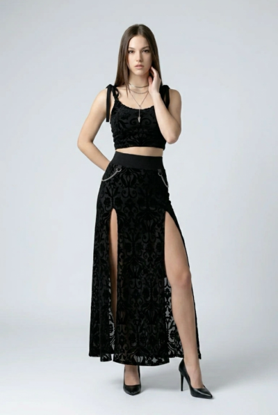 AURA SKIRT (BURNOUT VELVET)